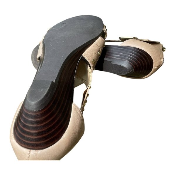 Steve Madden Haley Y2K Studded Gladiator Wrap Nude Tan Wedge Sandals Size 10 M - Picture 6 of 10